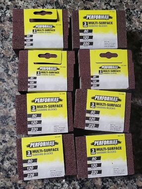 Lot of 8 each 3 pack Performax Multi-Surface Sanding Block 80, 120, 220 grit NWT